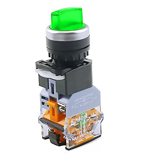 Interrupteur rotatif LED 22mm avec voyant lumineux vert 12V LA38