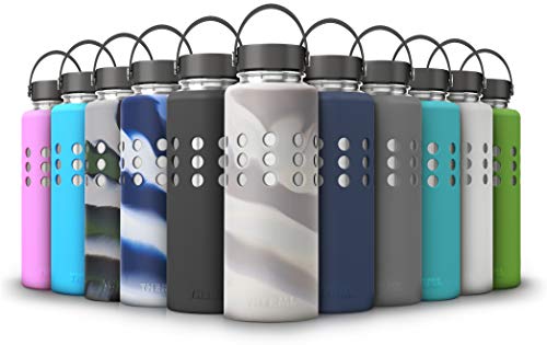 Thermi Protective Silicone Sleeve for Hydro Flask Water Bottles (18oz, 21oz, 32oz, 40oz, 64oz) (Marble (Glows Green), 32oz)