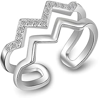 S925 Sterling Silver Wave Ring Anxiety Ring for Women Girls, to My Daughter Highs and Lows Fidget Ring with Zircon, Adjustable Open Ring Inspirational Ring Jewelry Gift for Women