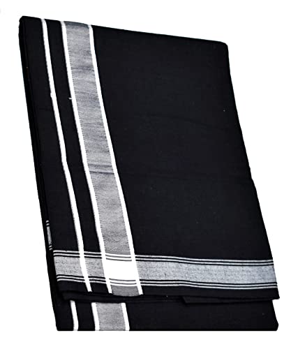 Image of TUNI MANI Men's Cotton Dhoti /Kerala Style Dhoti, 2.0meter (Pack of 2)