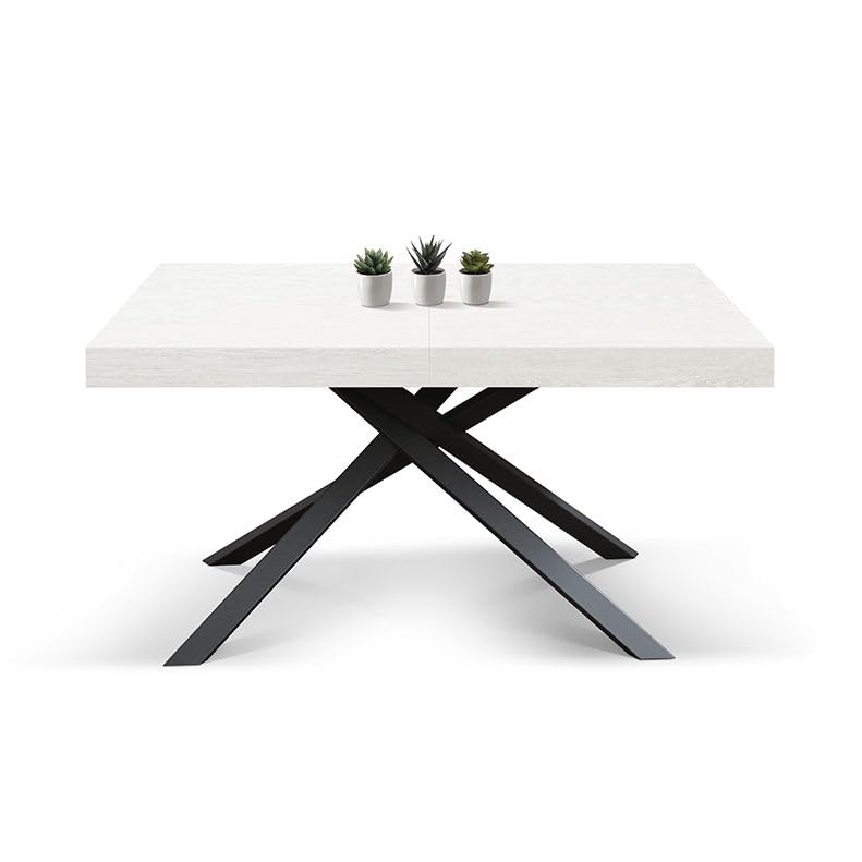 Mar.c.a. Design - Table console extensible Baltimore | Table de cuisine jambes croisées noires extensible, plateau en mélaminé et pieds en fer, fabriqué en...