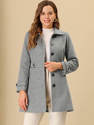 Image of Allegra K Women's Winter Classic Overcoat with Pockets Single Breasted Coat | Soft pea coat, Fully lined outerwear, Trendy, Fall office peacoat, Warm casual holiday everyday wear,