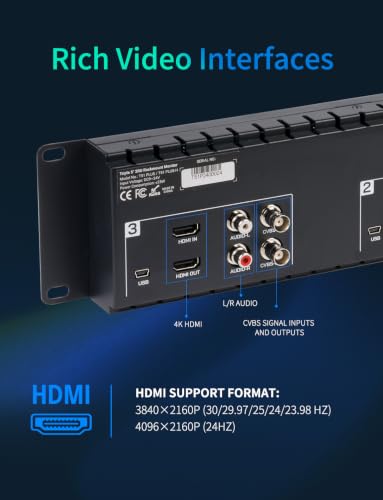 Image of FEELWORLD T51 Plus-H Triple 5.5 Inch 2RU Broadcast Rack Mount Monitor LCD 1920x1080 HDMI AV Input and Output