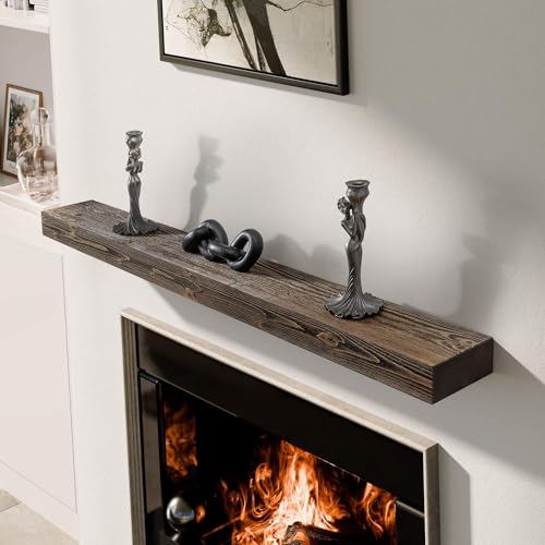 BoscoMondo Solid Wood Fireplace Mantel Shelf, Floating Mantle for Living