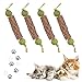 Katzenminze Sticks 4 Stück, Katzen Kausticks, Katzen Zähne Reinigung Stock, Katzen Kausticks Spielzeug zum Schleifen Zähnen, für Praktische Dental Care Bei Katzen Katze zu Spielen Beißen Kauen