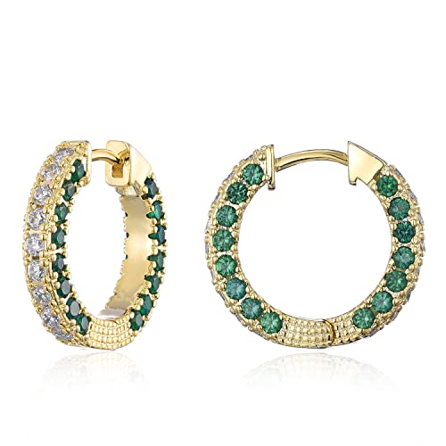 Zirkonia-Creolen Ohrringe für Damen, hypoallergen 14 Karat echtes Gold und versilbert Kreis-Tropfenohrring, modische Huggie-Creolen Silberohrringe (#1 Vergoldet) Cover