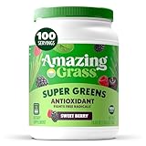 Amazing Grass Greens Superfood Antioxidant: Greens Powder with Organic Spirulina, Beet Root Powder, Elderberry & Probiotics, Sweet Berry, 100 Servings (Packaging May Vary)
