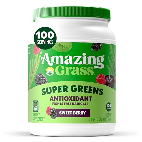 Best Green Superfood Powder: A Power-Packed Organic Substitute 20 Amazing Grass Greens Superfood Antioxidant: Greens Powder with Organic Spirulina, Beet Root Powder, Elderberry & Probiotics, Sweet Berry, 100 Servings (Packaging May Vary)