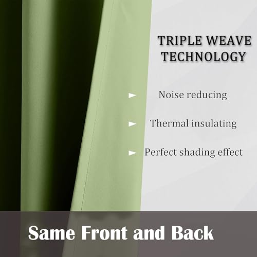 Image of THE LINEN COMPANY Extra Long Back Loop Curtains | Blackout Hall Door Curtains | Thermal Insulated Room Darkening Curtains Set of 2 - Avocado Green, 10 Feet
