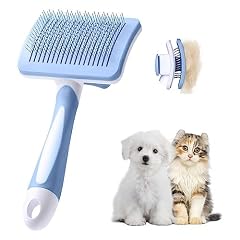Vinabo Spazzola per Cani e Gatti,Autopulente per Peli Cani di Piccola Taglia,Spazzola per Gatti,Spazzola per Animali Domestici, per Cani Gatti Rimuovere il Tomentosio Sottopelo - Blu
