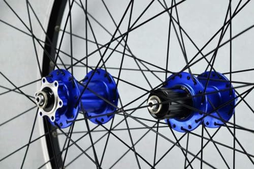 Roue de vélo vtt 29 double paroi avec roulement perrin bleu fluide