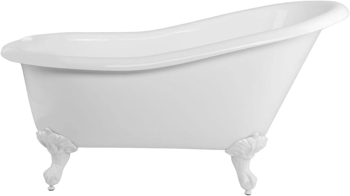 Vintage Tub & Bath Aurora 57 Inch Acrylic Slipper Clawfoot Tub - Rim Faucet Drillings - Imperial Ball & Claw Feet