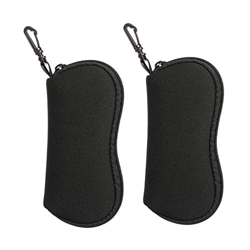 Beikalone Pack de 2 fundas de gafas suaves, de neopreno, portátil, bolsa de viaje para gafas, funda para gafas de sol con clip