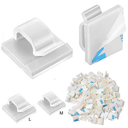 100pcs Adhesive Cable Clips, Wire Clips, Car Cable Organizer, Cable Holder, Cable Wire Management, Cable Holder for Car, Office and Homeï¼ˆIncluded M Size and L Size Cable Clips White