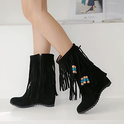 Bottes mi-mollet frange pour femme Gicoiz : dites adieu aux pieds froids