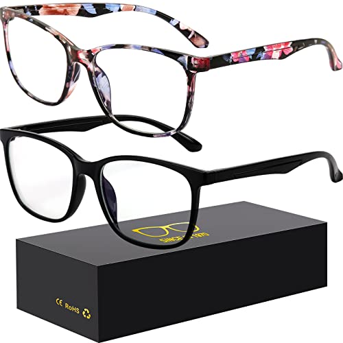 Image of Oilway Blue-Light Blocking Glasses Computer Reading /Gaming /TV /Phones Glasses Fashion Anti Eyestrain Glasses for Women Men(B9 Black + Baohua)