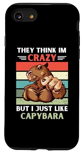 ���B���e�[�W They Think Im Crazy But I Just Like Capybara �X�}�z�P�[�X iPhone SE (2020) / 7 / 8 �p