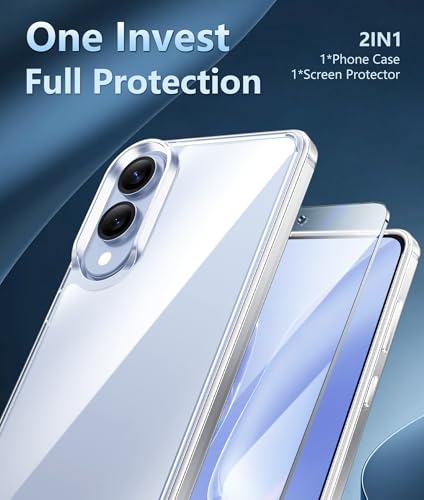 Image of FNTCASE for Samsung Galaxy S25-Edge Case Clear with Screen Protector | Anti Yellowing, Military Grade Drop Protection Cell Cover, Shockproof Protective Bumper, Transparent Phonecase