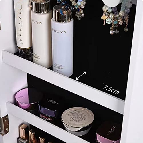 Fifor Jewelry Organizer Cabinet, Lockable Full Length Mirror Jewelry Cabinet, Wall Mounted/Door Hanging Mirror, Large Jewelry Armoire With Mirror Standing, Rear Storage #TOP7