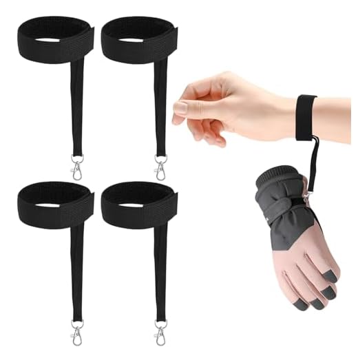 CYUXING 4Pcs Sports Winter Ski Gloves Elastic Wrist Strap, Snowboarding Accessories for Men, Safety Straps Supplies with Keychains for Mountaineering Snowboarding Outdoor Activities