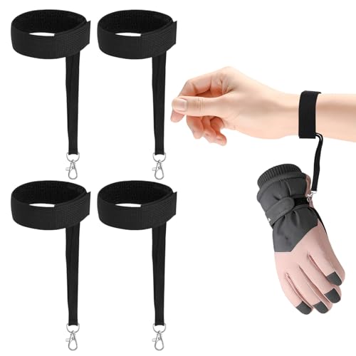 CYUXING 4Pcs Sports Winter Ski Gloves Elastic Wrist Strap, Snowboarding Accessories for Men, Safety...