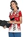 LOMON Women's Scrub Tops Print V Neck Scrub Shirts Soft Knit Chrismas Nurse Uniform with 2 Pockets
