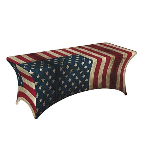 Housse de table rectangulaire élasthanne 1,8m drapeau américain EdWal - 4