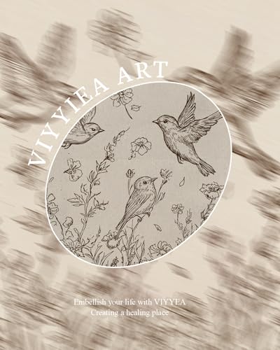 Image of VIYYIEA Vintage Gold Framed Wall Art for Living Room, Birds & Flowers Canvas Prints Home Decor, Sketch Painting Picture, Bedroom Wall Decor Gifts for Friends or Family -【Birds & Flowers】-(10L x 8W)