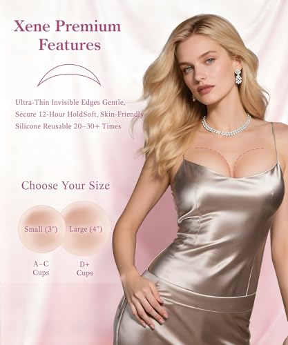 Xene Nippelpads Wiederverwendbar - Nippel Cover für Damen, Unsichtbare Silikon Nipple Pads, Ultradünne & Komfortabel Nipple Cover Brustwarzenabdeckung mit Luxus-Verpackung