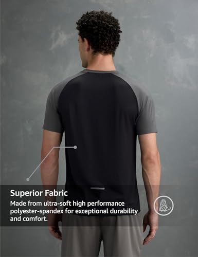 Image of Symbol Premium Men's Solid Regular Fit Sports Stretch T-Shirt | Round Neck | Raglan Sleeve | Moisture-Wicking | Activewear | Running | Gym | Plain (Available in Plus Sizes)
