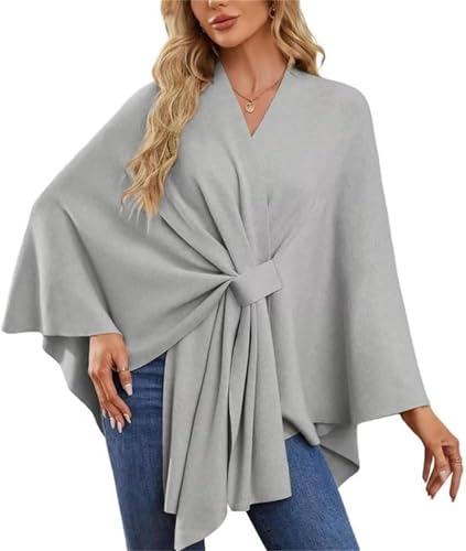 Dayyearn Elegant Shawl Wraps Soft Open Front Poncho Sweater, Women's Shawl Sweater