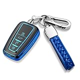 Compatible with Toyota Key Fob Cover with Keychain Fit For 2018-2022 Camry RAV4 Highlander Avalon C-