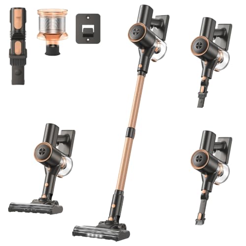 Image of Ljuren Cordless Vacuum Cleaner, 85,000PRM Upgraded Dual Suction Cordless Stick Vacuum up to 35mins Runtime, Lightweight Rechargeable Vacuum for Home（Blush Gold）