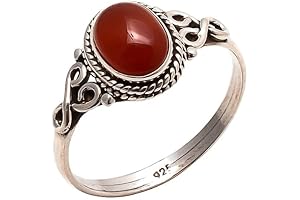 Carnelian Stone Ring: A Size 10 Sterling Silver Gemstone Promise Ring for Her