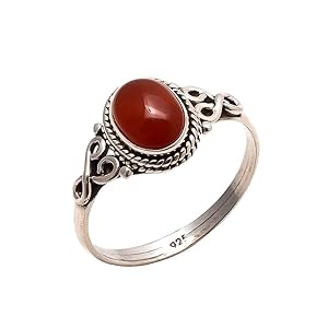 Carnelian Stone Ring 925 Sterling Silver Statement Ring For Women Handmade Rings Gemstone Christmas Promise Ring Size US 5 Gift For Her