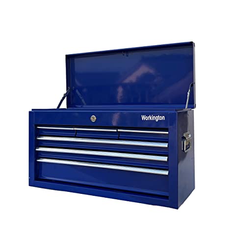 Workington Portable Metal Tool Chest With 6 Drawers, 24" 6-Drawer Tool Chest Cabinet With Ball Bearing Drawer Slides, Steel Tool Storage Box Organizer 4005 Blue #TOP11