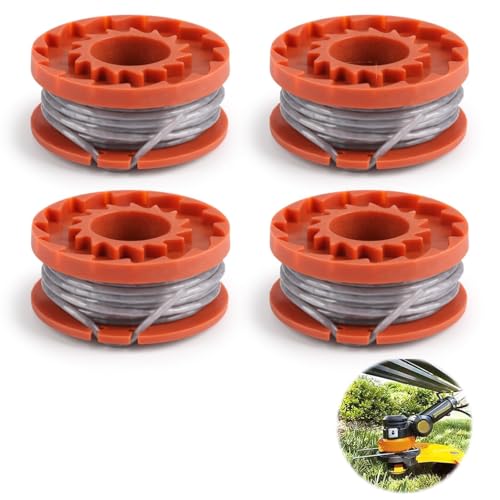 4pcs Replacement Strimmer Line for Worx Macallister Strimmer Spool Compatible With Mac Allister Trimmer Line MGTP 18 Li WX150 Spool 1.65mm 10ft Autofeed Line for Mac Spear & Jackson S1825CT S3630CT2