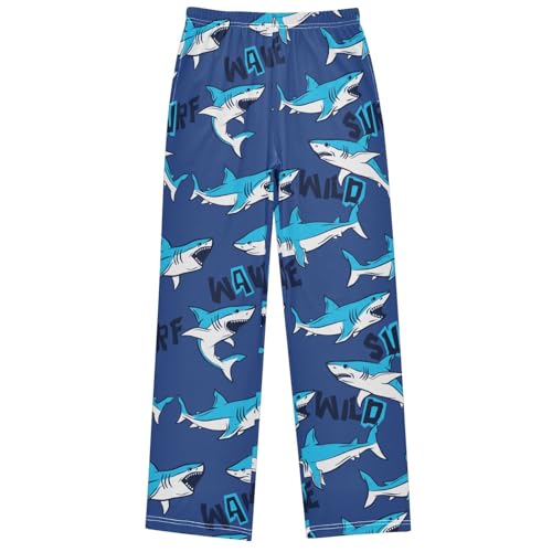 Boy's Pants Animal Shark Surf Blue Jogger Pants Elastic Waist Long Bottoms Trousers with Pockets 6-14 Years