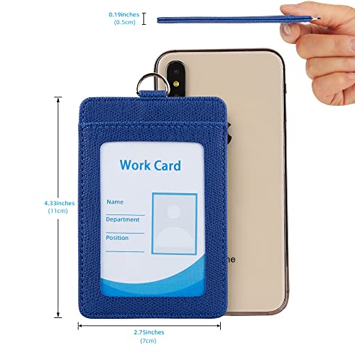 Cynure Pu Leather Badge Holder Id Window Card Holder With Retractable Cruise Lanyard,Vertical Royal Blue #TOP3