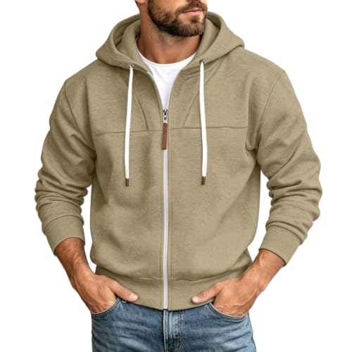 Mens Full Zip Hoodies Fashion Fleece Drawstring Hooded Sweatshirts Jackets - image 1