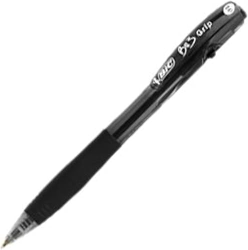 Miniatura 5 de BIC BU3 Grip - Bolígrafo retráctil, punta media (0.039 pulgadas), negro, bolígrafos retráctiles negros para escuela y oficina, 12 unidades