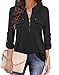 Siddhe Damen Tunika V-Ausschnitt Bluse Elegant Reißverschluss T-Shirt Damen Oberteile 3/4 Ärmel Shirt Blusenshirt Casual Longshirt Business Outfit Damen Tops Schwarz,L Baby,Schwarz günstig Kaufen-Siddhe Damen Tunika V-Ausschnitt Bluse Elegant Reißverschluss T-Shirt Damen Oberteile 3/4 Ärmel Shirt Blusenshirt Casual Longshirt Business Outfit Damen Tops Schwarz,L