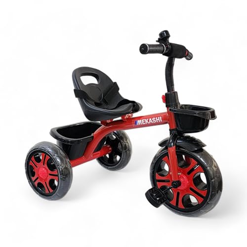Image of MEKASHI T-001MW Plug N Play Kids Trike /Baby Tricycle, Big Size Storage Basket, Bell, Comfortable Seat with Seat Belt, 12 to 48 Months, Load Upto 35Kg, Easy Assembly, Heavy Guage Steel Frame, Red