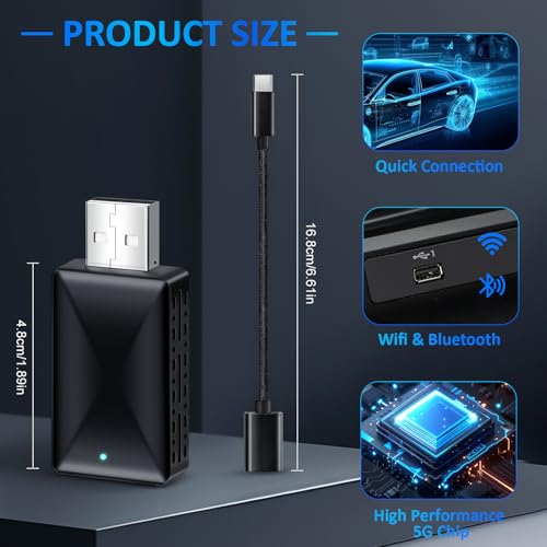 Adaptador sem fio Apple CarPlay, converte com fio para dongle CarPlay Plug & Play, adaptador automot