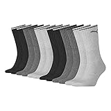 PUMA Unisex Herren Damen Socken SPORT CREW STRIPE 6er Pack 35-38 39-42 43-46 47-49 Schwarz Weiss Grau Sportsocken, Anthracite/Grey, 43/46