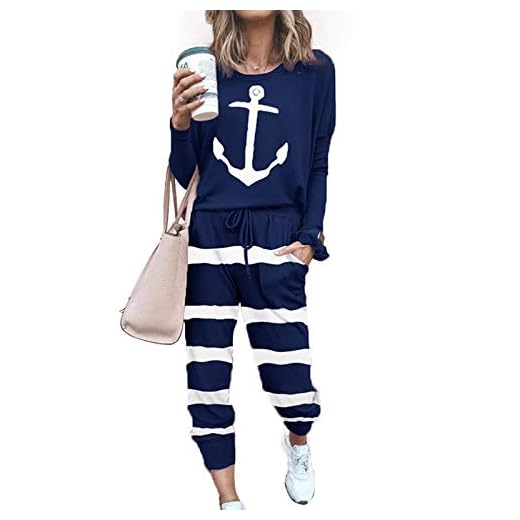 ACOSAP Women Casual Outfit Solid 2 Piece Outfit Long Sleeve Crewneck Pullover Tops and Long Pants Sweatsuits Tracksuits