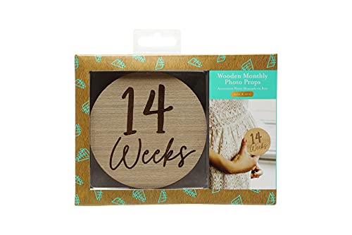 Image of Kate & Milo Weekly Pregnancy Milestone Marker Discs - Classic Cursive Script Wooden Discs With Reversible Photo Props for Baby Announcement and Milestones, Gender-Neutral Gift