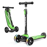 besrey Kids Scooter - Big Wheels Foldable Kick Scooter with Flashing LED Lights for Boys Girls, 4 Levels Height Adjustable, 3 Wheel Scooter for Kids Ages 3-10 with Safe Lean to Steer Design