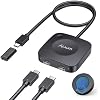 Alxum 20Gbps USB C Switch 2 Computers, USB-C Switcher for USB-C/Thunderbolt 4 Monitor or Dock, 8K@30Hz/4K@144Hz Display, PD 3.1 140W Charging, USB-C Switch with Remote, Gaming Laptops Tablets Phones