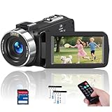 Video Camera 4K Camcorder 75MP YouTube Vlogging Camera 64G SD Card and 2 Batteries 18X Digital Zoom Webcam 270 Degree Rotation Screen Recording While Charging video camera for computer/ filming